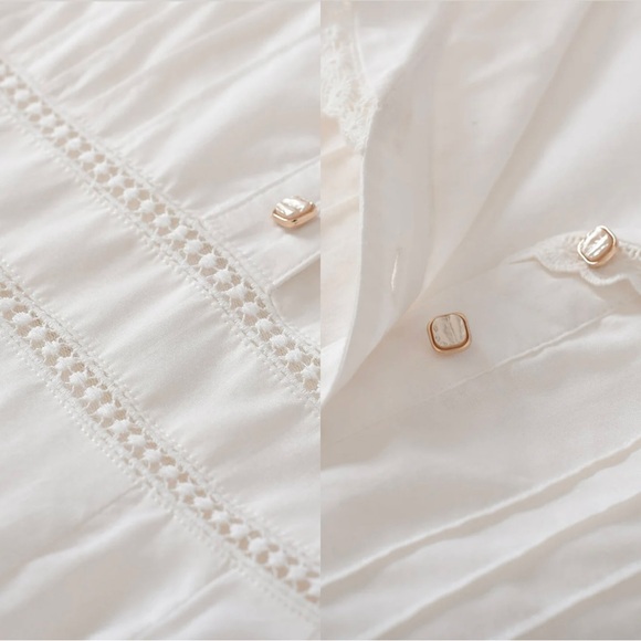 Hot Picks‼️Simple Retro Fiona Cotton White Midi Dress, Sz M, Wedding, Parisian - Picture 7 of 12